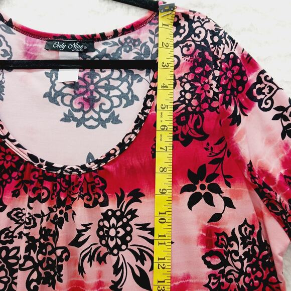 Blouse Size 1XL Boho Pink Black Floral Sharkbite Romantic Fairy Goth Witchy Y2K - Picture 6 of 12